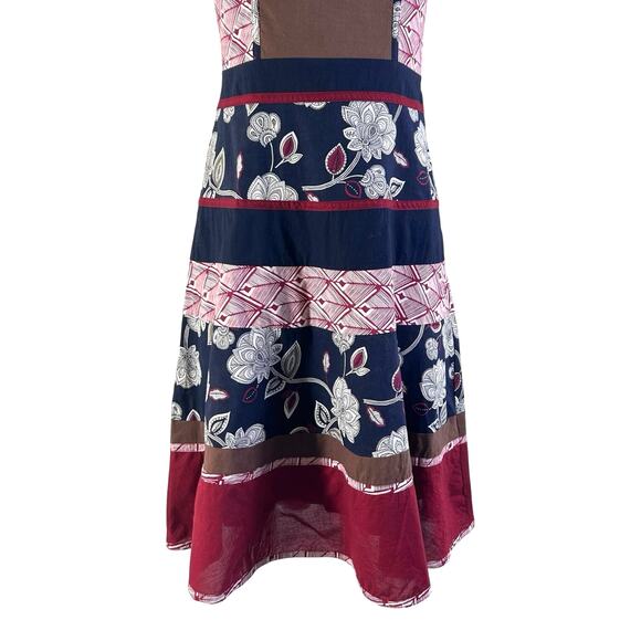 BCBGMaxAzria Patchwork Floral Halter Midi Dress Red - Picture 8 of 11